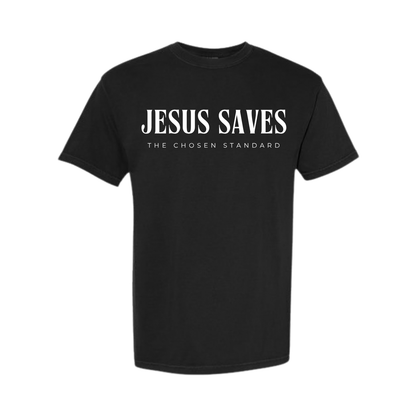 Jesus Saves Heavyweight Graphic Tee | Deep Black