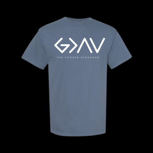 God Is Greater Than The Highs And Lows Wavy Tee | Slate Blue