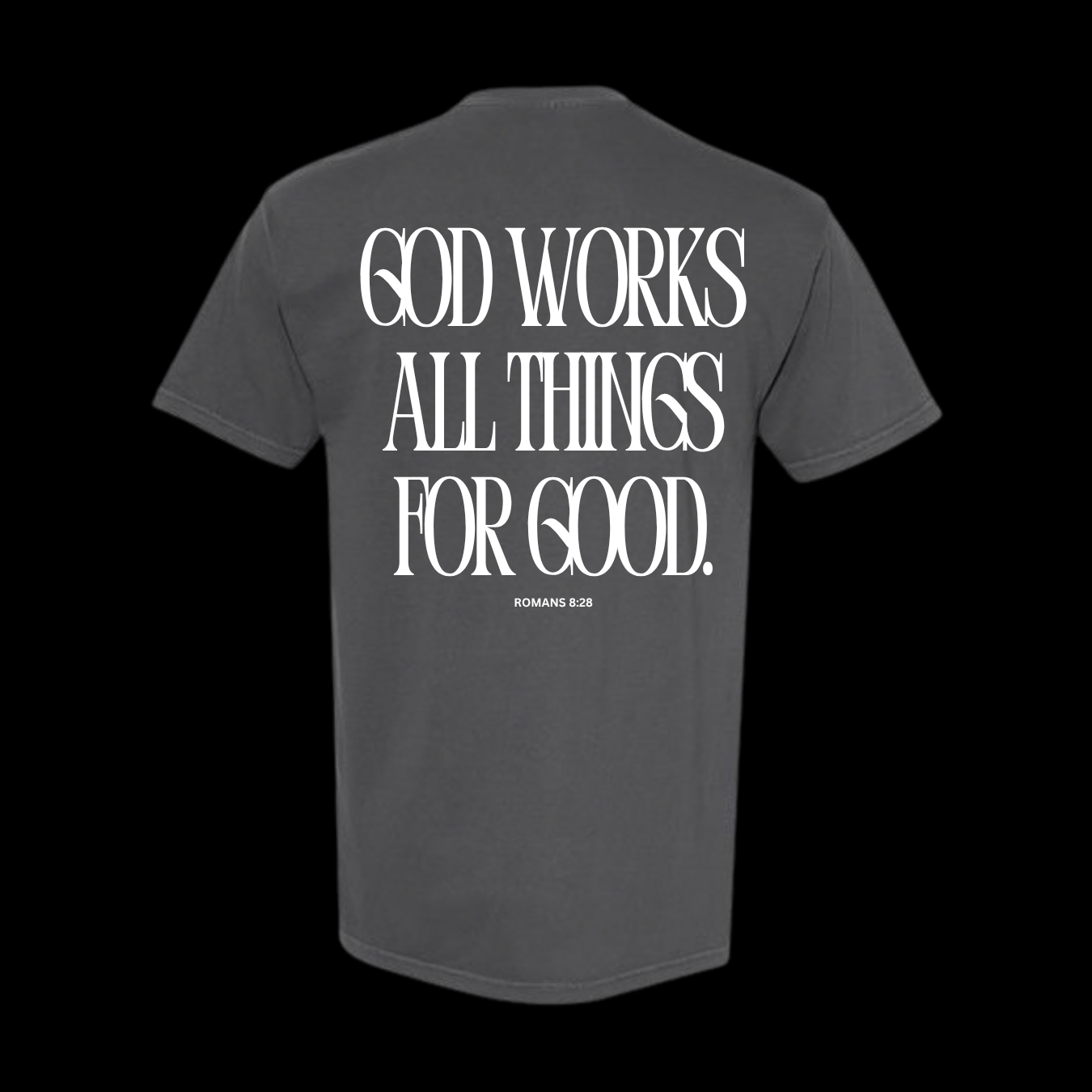 Purpose Romans 8:28 Charcoal Graphic Tee | Vintage Charcoal