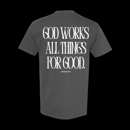 Purpose Romans 8:28 Charcoal Graphic Tee | Vintage Charcoal